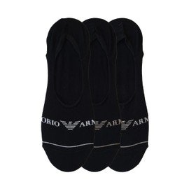 EMPORIO ARMANI Men's Logo 3-Pack Socks INVISIBILE, Black/Black/Black, L/XL