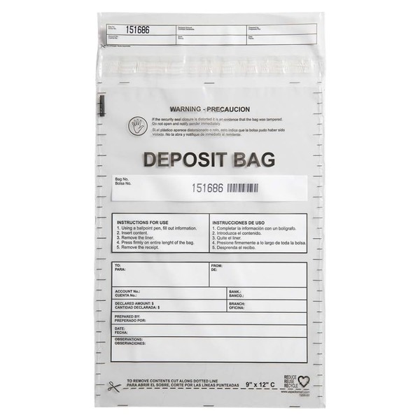 USPACKSMART Opaque Plastic Deposit Bags 9"x12" | Secure Bank Deposits,