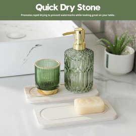 Homdiva 2Pack Diatomite Stone Water Absorbing Sink Tray for Kitchen & Bathroom Counter, Quick Dry Soap Dish Makeup Vanity Caddy, Dispenser Sponge Holder Space Organizer, Beige - 8"x 3.8"