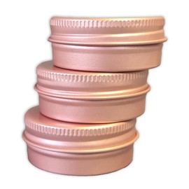 3 x 15ml Rose Gold Tin with Screw On Lid - Lip Balm/Medication/Herbs/Cream/Wax/Balm - Cosmetic Container - Pink Aluminium Metal Jar 15g