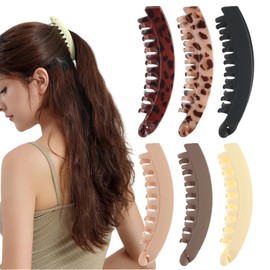 AstraGlam 6 Stück Banana Clip für Damen – Rutschfeste Haarspangen mit Doppelkamm, Haarklammern für dickes, feines, lockiges oder glattes Haar, geeignet für lange und kurze Frisuren
