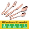 LIANYU 40-Piece Copper Silverware Set for 8, Stainless Steel Flatware