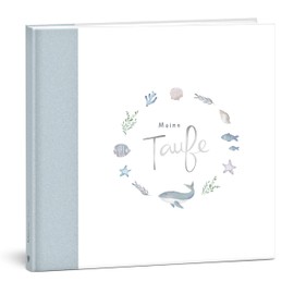 mintkind® Guest Book My Christening Whale, Fish | Christening Book for Boys, Christening Gift, Christening Album, Memory Book I 96 Inner Pages for Congratulations, Photos and More