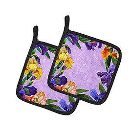 Caroline's Treasures CK1697PTHD Irises Pair of Pot Holders potholders, Multicolor