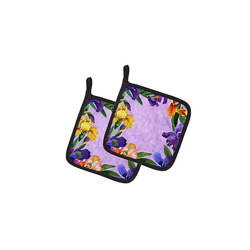 Caroline's Treasures CK1697PTHD Irises Pair of Pot Holders potholders, Multicolor