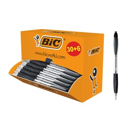 BIC Atlantis Classic Retractable Ballpoint Pens Medium Tip 1.0 mm - Box of 30 + 6 - Black