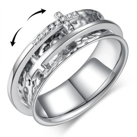 Fuguangju Cross Fidget Ring for Anxiety 925 Sterling Silver Fidget Spinner Ring Anxiety Jewelry for Women Men