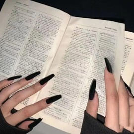 Ztcily Künstliche Nägel, Schwarz, matt, künstliche Nägel, French Lang, Schwarz, Ballerina, Damen, Mädchen, Zubehör oder Geschenkidee für Weihnachten, Neujahr, Valentinstag, Hochzeit