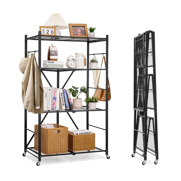 VEVOR 4-Tier Foldable Storage Shelf, 36W x 21D x 60H
