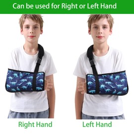 Ledhlth Kids Arm Sling for Boys with Dinosaur Print – Adjustable Fracture Support Sling for Stable Injuries, Post-Surgery & Recovery (Dinosaur, Small)