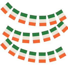 AKH® Irish Flag PVC Bunting | 20M / 66FT Long | St Patrick's Day Party Decorations | Green Shamrock & Irish Themed Hanging Bunting for Festive Celebrations & Events