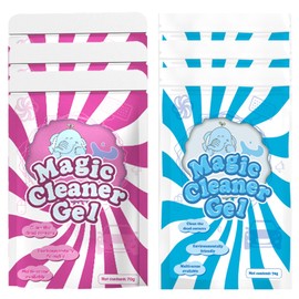 6 Stück Reinigungsgel Auto, Wiederverwendbar Reinigungsgel, Effiziente Staubentfernung Reinigungsknete, für Autoinnenräume, Cockpits, Armaturenbretter, Tastaturen, Drucker und Kameras (Blau + Pink)