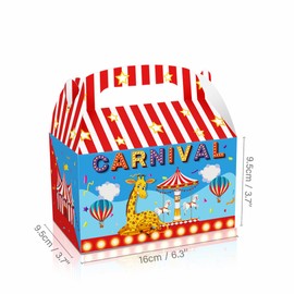 SINGOMON 12PCS Carnival Theme Party Decorations Carnival Candy Boxes Carnival Gift Boxes Carnival Circus Party Favor Boxes Circus Carnival Party Paper Boxes Circus Treat Boxes for Carnival Circus Theme Birthday Decorations Baby Shower Decorations