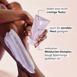 juno & me – Body Shaving Cream (100ml): Rasiercreme für eine gründliche & glatte Rasur |Hilfe bei eingewachsenen Haaren & Rasurbrand|mit Avocadöl, Hyaluronsäure & Aloe Vera| vegan & frei von Parabenen