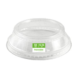 Responsible Products Parfait Riased Lids 9-24 oz Clear Cold Cup, Certified Compostable and Made from 100% American Biobased Materials, No-PFAS Added & BPA-Free (50 Count)