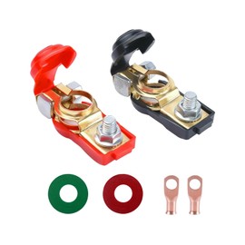 2PCS Universal Negative & Positive Car Battery Terminal Connector Classification Kit, Battery Cable Ends, Auto Pure Copper Terminal Clamps Connector, Auto Cable Top Post with Plastic Cover for Car RV