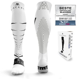 BLACKROX Kompressionsstrümpfe Sport VIPEROX Kompressionssocken Vergleichssieger Sportkompressionsstrumpf Laufstrümpfe Damen & Herren Lang Unisex (WEISS, L-XL (41-46))