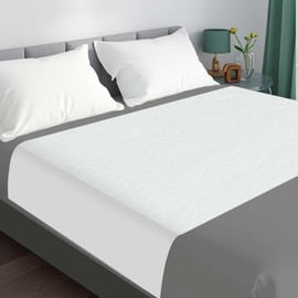 Bed Pads Washable Waterproof for Incontinence Adults, Reusable Wetting Pad Mattress Protector Underpads Tuckable Quick Dry, Fits King Size Bed, 36" x 76", White