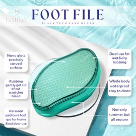 𝐆𝐀𝐁𝐎𝐗 Lima de Cristal Profesional para Pies Quita Callos Pieles Muertas Exfoliante de Pies en la Ducha Rascador de Talones Herramienta de Pedicura para Hombres Mujeres Pies SPA, Verde Cristal