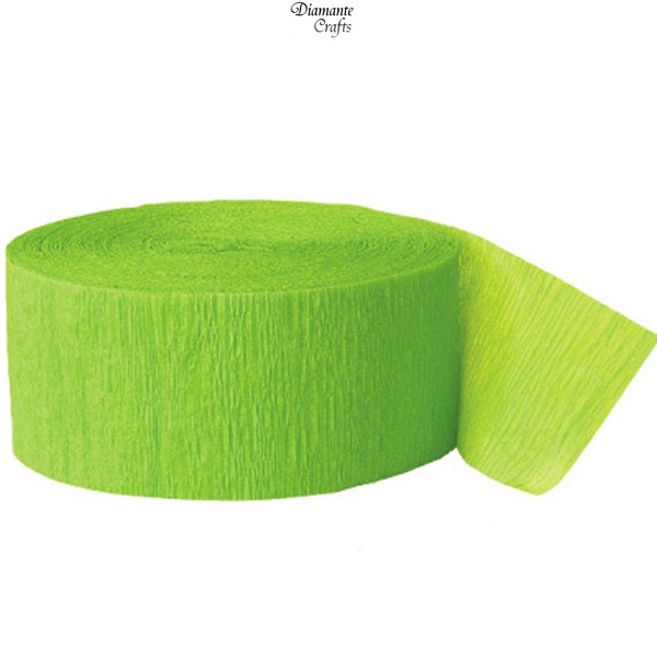 Diamante Crafts 3 x Crepe Paper Rolls 81ft - Streamer Decoration Bunting 24 metres -19 Colours (3 x Lime Green Crepe Rolls)