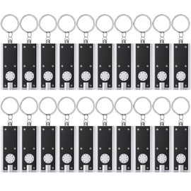Uniclife 20 Pack Mini LED Keychain Flashlight 12 Lumen Portable Ultra Bright Light Battery Powered Flat Black Torch for EDC Outdoor Camping Hiking and Emergency Lighting (Batteries Included)