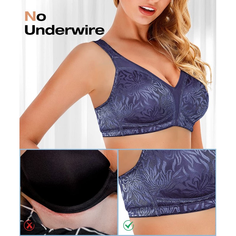 Wingslove brasier reductor inalámbrico para mujer, talla grande, no acolchado,