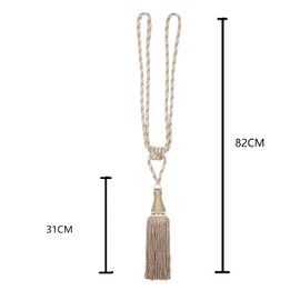 HedongHexi 2 Pack Large Tassel Curtain Tiebacks, Luxury Curtain Rope Tie Backs, Home Decorative Holdbacks Braided Tassel Tie-Backs (Beige, 2 Pack)