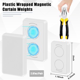 Phoncoo 36pcs Outdoor Curtain Weights, Plastic Wrapped Magnetic Drapery Weights, Waterproof Heavy Duty Curtain Magnets for Heavy Wind Outside, Shower Curtain, Tablecloth, Flag (White)