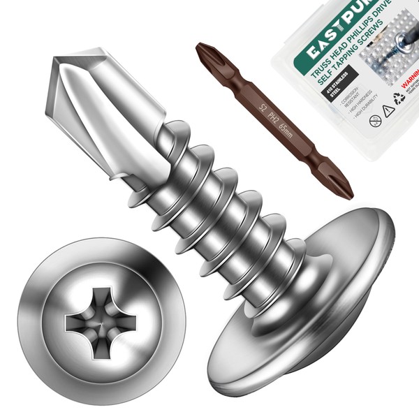 EASTPUK #10 x 3/4" Self Tapping Screws for Metal, Truss