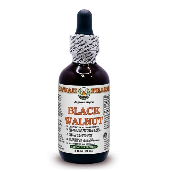 Hawaii Pharm Europe Black Walnut (Juglans Nigra) Dried Hull Alcohol-Free Liquid Extract Glycerite 60 ml