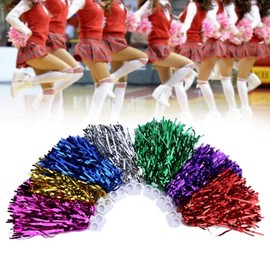 MOUMOUTEN Cheerleader Pompoms, Cheerleading Poms, Plastic Coloured Balls, Cheerleader Pompom Decoration for Team Sports, Dance, Cheering (Scarlet)