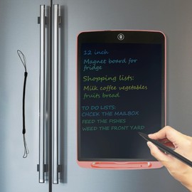 Magnet Dry Erase Board for Fridge, Magnetic Fridge LCD Writing Tablet Grocery Shopping to Do List Note Pad with One-Click Erase, Writing Pen, Anti-Lost Pen String (Pink)