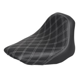 Unbranded Black+White Stitching Front Driver Solo Seat Fit For Harley Softail Deluxe FLSTN