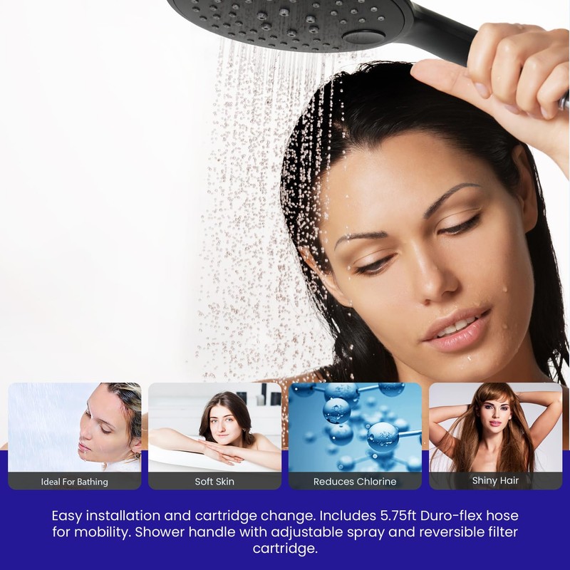 Crystal Quest Luxury Handheld Shower Power Filtration System - Black