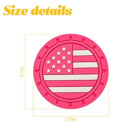 Osilly Car Cup Holder Coasters, 4 Pack American Flag Insert Car Cup Coaster, 2.75 Inch PVC Anti Slip Shockproof Embedded Drink Mat, Car Interior Decoration Accessories for SUV, Truck(Rose Red)