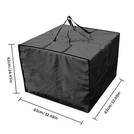 Garden Furniture Cushion Storage Bag WorthPlanet Waterproof 210D Oxford Fabric 83 x 83 x 62cm Furniture Seat Cushions Storage Bag with Handles Zippers and Carrying Bag W200027 (Black)