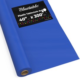 Table Cloth Roll Plastic - Blue 40” x 300’ Feet, Disposable Tablecloth Rolls to Cover Table, Plastic Tablecloths for Covering Tables