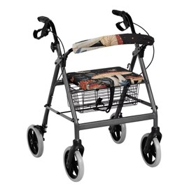 Vanideaoty Mushroom Rollator Seat Cushion Back Bar Cover Set with Velcro Rollator Walker Accessories Soft and Breathable Seat cover has Elastic Band Suitable for Parks