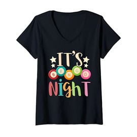 Womens Its Bingo Night Bingo Player Gift Gambling Lottery Bingo V-Neck T-Shirt