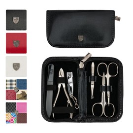 3 Swords Germany - brand quality 6 piece manicure pedicure grooming kit set for professional finger & toe nail care scissors clipper fashion leather case in gift box, Made in Solingen Germany (83202)