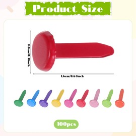 Bewudy 100 Pcs Multicolor Split Pins, Split Pins Round Scrapbooking Brads Mini Brad Fasteners Split-Pin for Paper Craft DIY Stamping Scrapbooking (0.3 x 0.6 Inch)