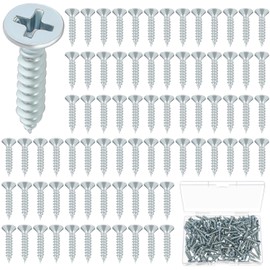 LEIFIDE 500 Pcs #6 x 1/2'' Flat Head Screws, Phillips Drive, Zinc Small Cabinet Hinge Wood Screws for Indoor Furniture Wood Working