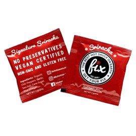 Fix Hot Sauce Sriracha Signature – Gourmet Sriracha Hot Sauce, Vegan, Gluten Free, Organic Red Chili Peppers, Spicy Bold Flavor – Great in Vietnamese Pho, Ramen, Meal Prep - 50 Single Serve Packets