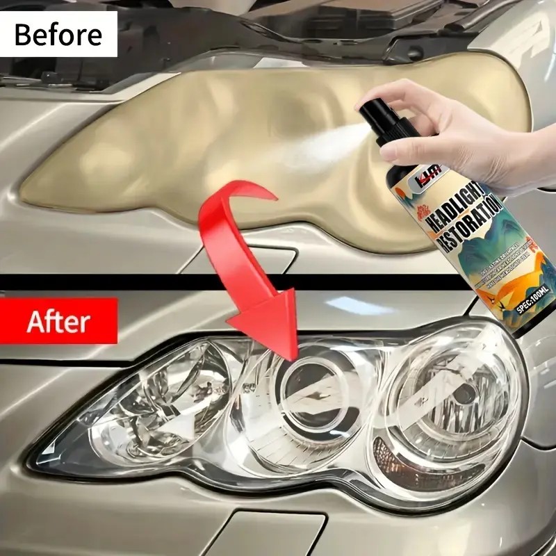 Car Headlight Lens Restoration Kit – Deoxidizer Solution for Cloudy