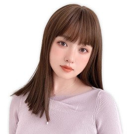 Bright Lara hf1780-UB Women's Wig, Medium, Full Wig, Semi-Long, Women's, Inner Color, Blonde Hair, With Bangs, Wig