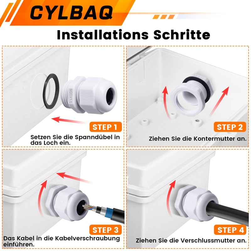 Cable Gland Set, 12 Pieces Cable Gland M20 Cable Duct