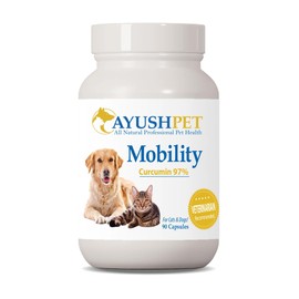 Ayush Pet Mobility Curcumin 97% - Turmeric Curcumin for Dogs and Cats, Turmeric Supplement for Small or Large Pets, Skin & Gut Health, Joint Comfort and Health - 90 Capsules