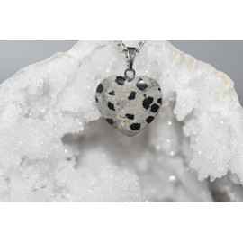 Nature's Enlightenment Heart Dalmatian Jasper Crystal Pendant- Reiki, Healing, Meditation, Crystal Grid, Pagan, Wicca, Spells, Protection