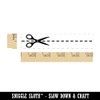 Scissors Cut Cutting Dashed Line Border Rectangle Rubber Stamp for