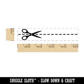 Scissors Cut Cutting Dashed Line Border Rectangle Rubber Stamp for Stamping Crafting - 2.50in Small